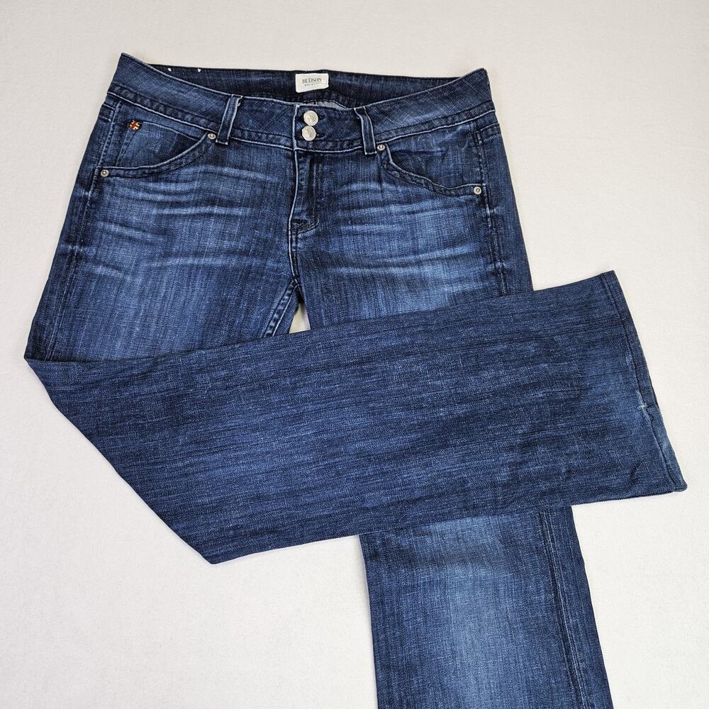 Hudson Jeans Womens 32 Beth Mid-Rise Baby Bootcut Flap Pocket Western Blue 32x30 - Picture 2 of 16